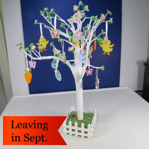 Spring Tree 16" tall Base 3 1/2" x 4" wide Hand Painted #2 - Picture 2 of 11